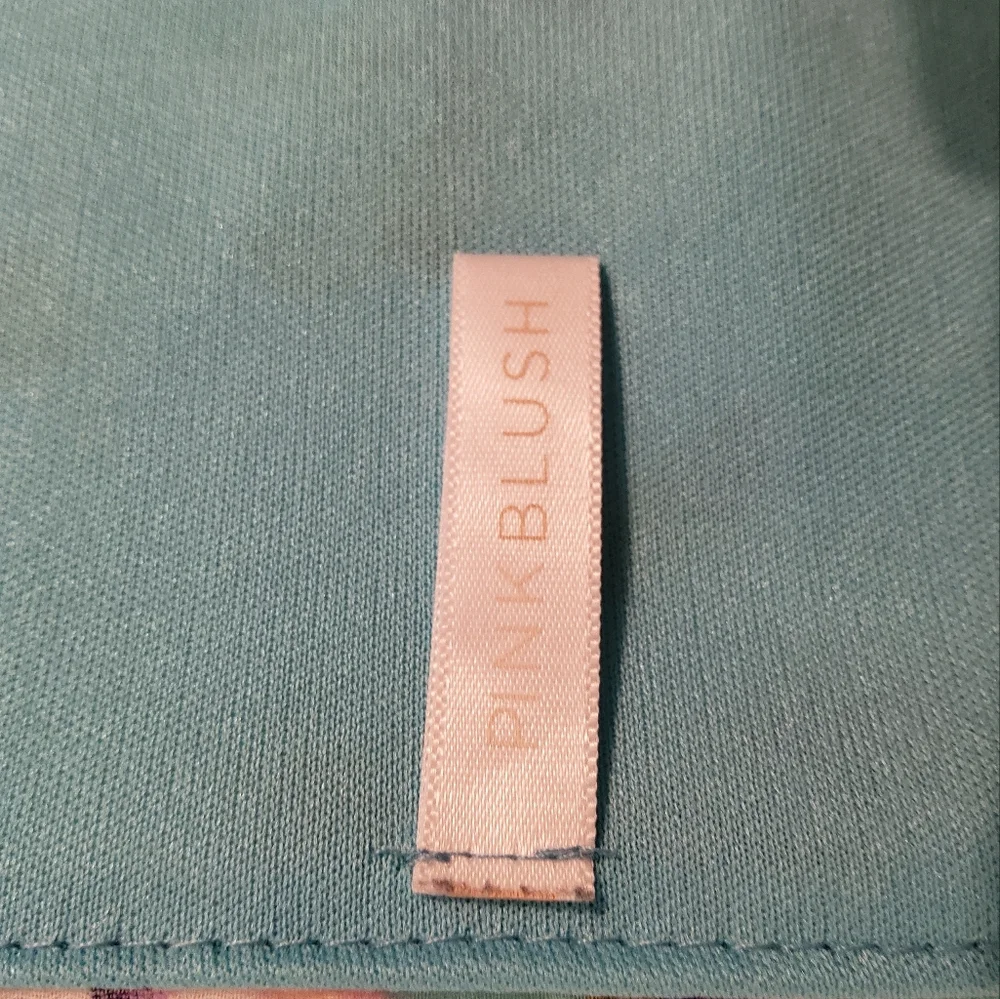 PNK BLUSH TEAL  FLORAL CHIFFON 3/4 LENGHT SLEEVE SCOOP NECK SIZE XL - Picture 6 of 7